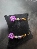 Purple bead Flower Earrings