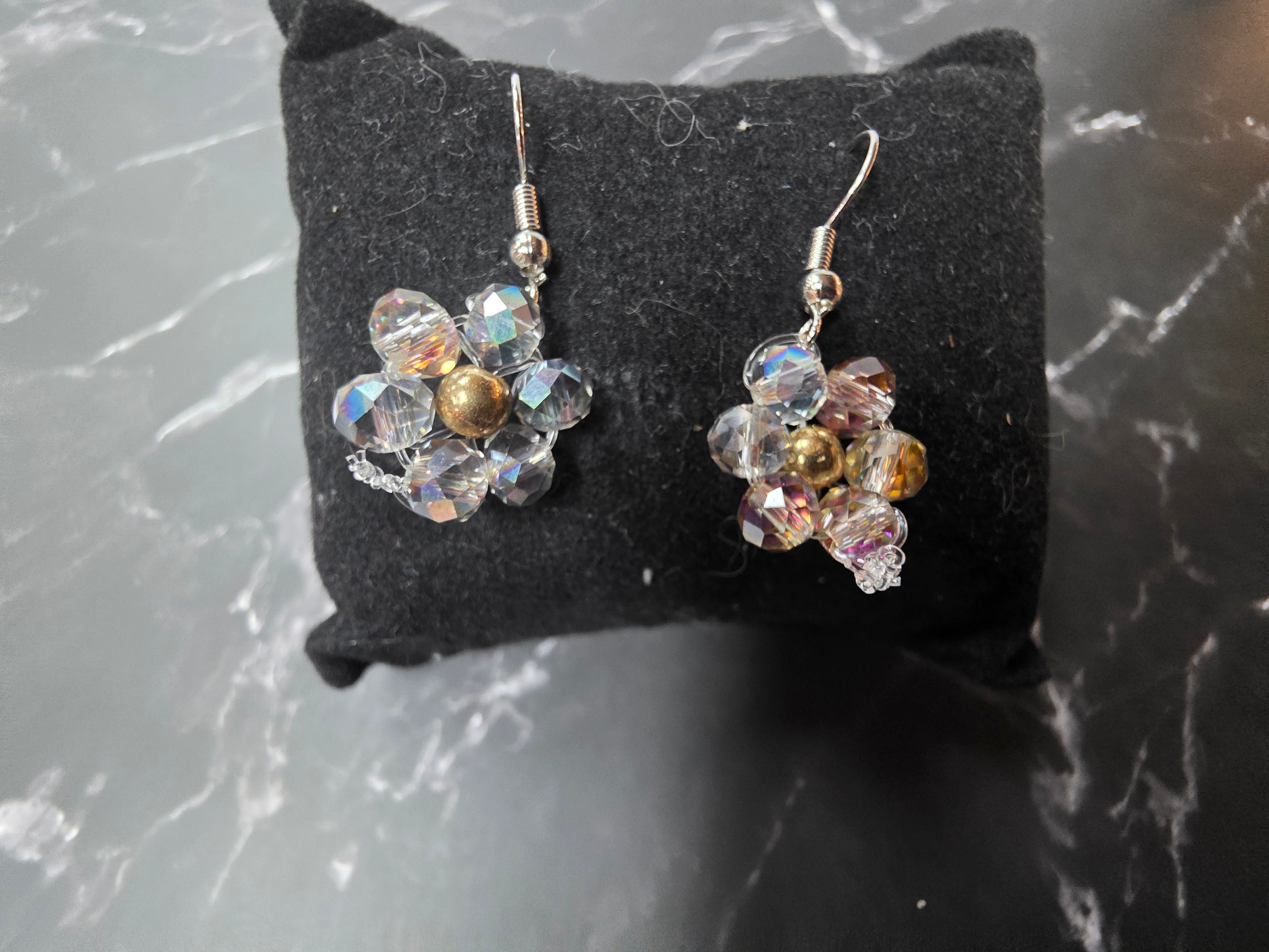 Crystal White Flower Bead Earrings