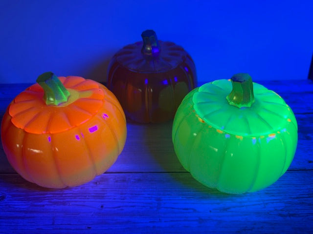 Glow-In-The-Dark Pumpkins under Blacklight