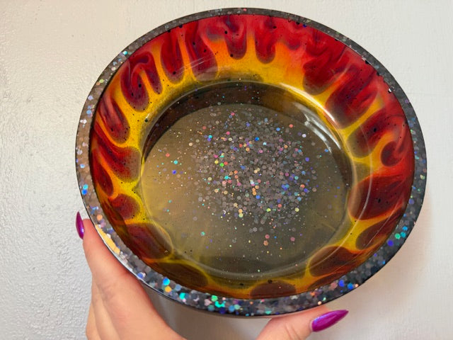 Inside and Top of Flaming Decorative Bowl