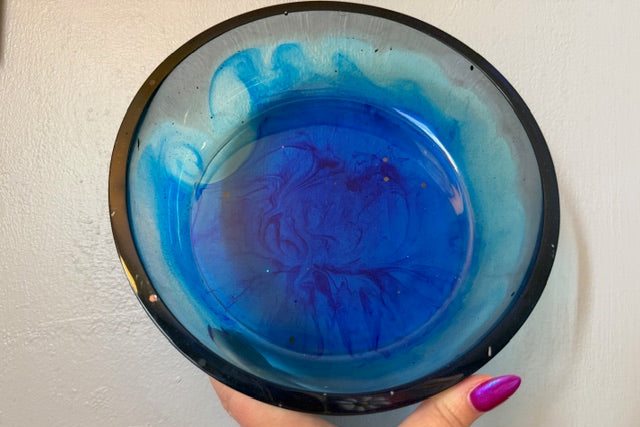 Top and Inside Blue Decorative Bowl