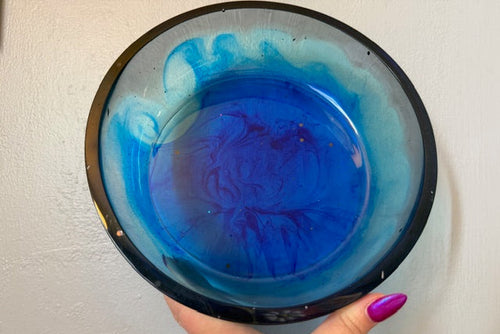 Top and Inside Blue Decorative Bowl